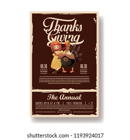 SPLIT POSTER INDIAN TRIBE WITH TURKEY AND THANKSGIVING TYPOGRAPHY