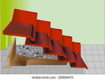 Split roof above the staircase and entrance to the basement from outside. Separate parts of the roof, covered with copper sheet are mounted to the wall of the building, beneath which is the basement