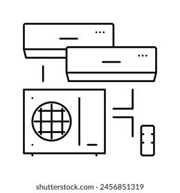 Vector de línea de sistema dividido. símbolo de sistema dividido. símbolo de contorno aislado ilustración negra