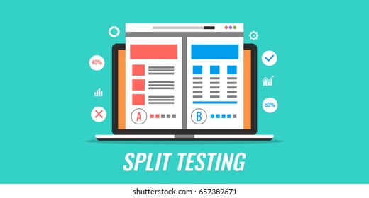 Split Testing - AB testing - web page comparing flat design vector banner