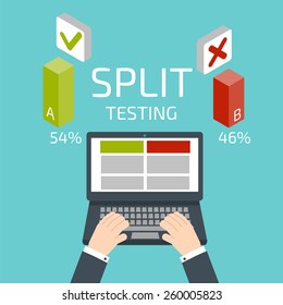 Split Testing. Hands And Notebook