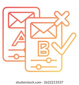 Split Testing icon represented by Split Testing symbol gradient style.