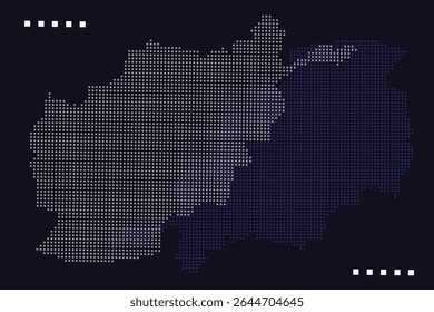 Mapa de pixel de tom dividido do Afeganistão no projeto de matriz de pontos simétrica