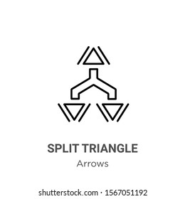 Split triangle outline vector icon. Thin line black split triangle icon, flat vector simple element illustration from editable arrows concept isolated on white background