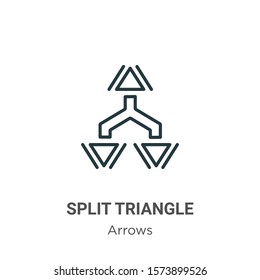 Split triangle outline vector icon. Thin line black split triangle icon, flat vector simple element illustration from editable arrows concept isolated on white background