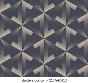Split Triangles Motley Fashionable Stipple Repetitive Pattern Vector Abstract Background. Decorative Triangular Motif Retro Eccentric Fashion Textile Design. Halftone Art Geometric Catchy Illustration