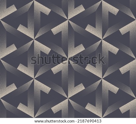 Split Triangles Motley Fashionable Stipple Repetitive Pattern Vector Abstract Background. Decorative Triangular Motif Retro Eccentric Fashion Textile Design. Halftone Art Geometric Catchy Illustration