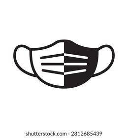Split Two Tone Medical Face Mask Protection Vector Icon