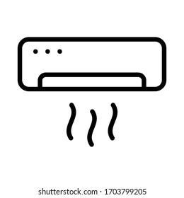 Split Type Wall Mounted Indoor Unit Air Conditioner Vector Icon Design, Working From Home Equipment On White Background