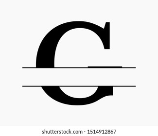 Split uppercase letter initial monogram design vector graphic for letter G