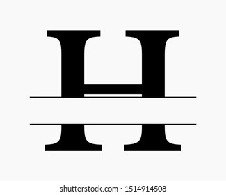 Split uppercase letter initial monogram design vector graphic for letter H