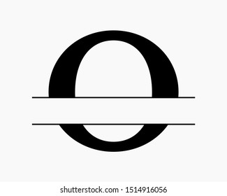 Split uppercase letter initial monogram design vector graphic for letter O