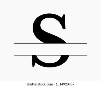 Split uppercase letter initial monogram design vector graphic for letter S