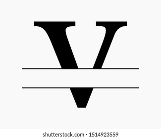 Split uppercase letter initial monogram design vector graphic for letter V