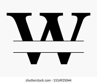 Split uppercase letter initial monogram design vector graphic for letter W