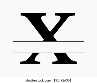 Split uppercase letter initial monogram design vector graphic for letter X