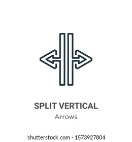 Split vertical outline vector icon. Thin line black split vertical icon, flat vector simple element illustration from editable arrows concept isolated on white background