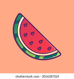 Ilustración de sandía dividida. Estilo de icono de dibujos animados
