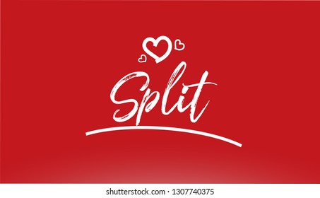 split white city hand written text with heart on red background for logo or typography design