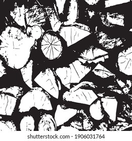 Split wood, tree trunk. Design element. Background texture, vector illustration.