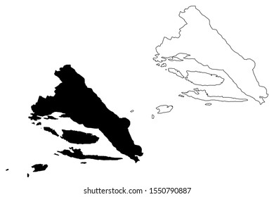 Split-Dalmatia County (Counties of Croatia, Republic of Croatia) map vector illustration, scribble sketch Split Dalmatia (Brac and Hvar island) map