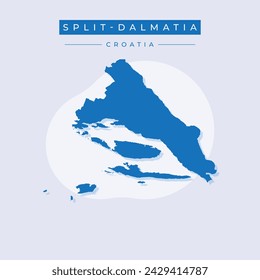 Split-Dalmatia County (Counties of Croatia, Republic of Croatia) map vector illustration, scribble sketch Split Dalmatia (Brac and Hvar island) map