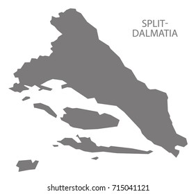 Split-Dalmatia Croatia county map grey illustration silhouette shape