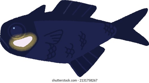 Splitfin flashlightfish with a large photophore under the eyes
