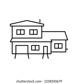 split-level house line icon vector. split-level house sign. isolated contour symbol black illustration