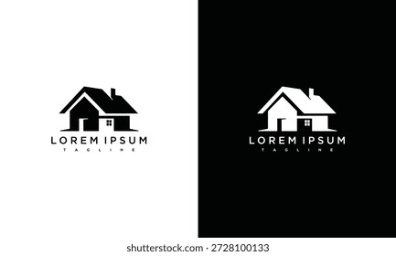 Una pantalla dividida de una Plantilla de logotipo de la casa con texto de marcador de posición en fondos contrastantes