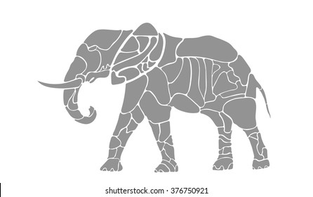 The splitted silhouette of an elephant