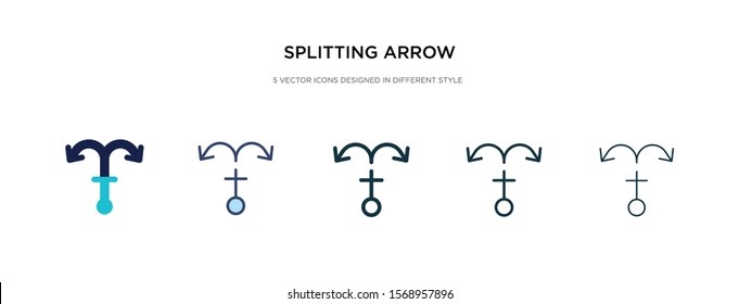 splitting arrow icon in different style vector illustration. two colored and black splitting arrow vector icons designed in filled, outline, line and stroke style can be used for web, mobile, ui