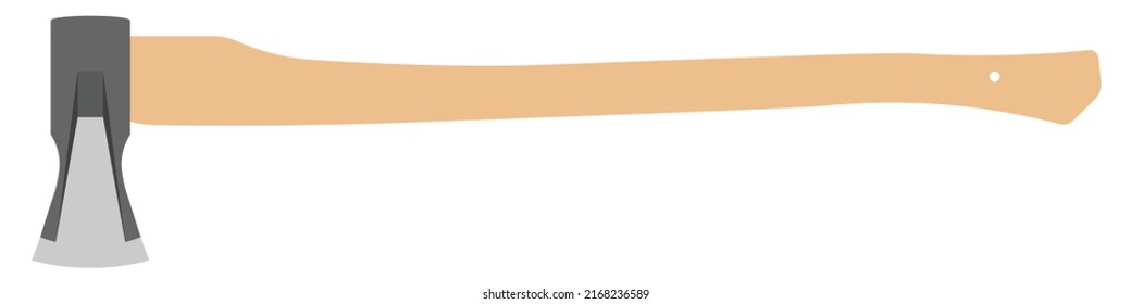 Splitting axe or Splitting maul isolated vector on white background. This cutting tool is used to create smaller chunks by splitting wood fibers apart.