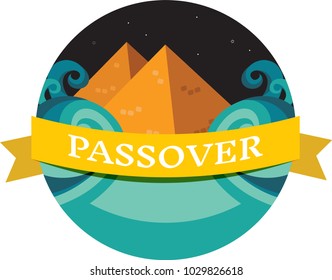splitting of the red sea. story of Jewish holiday Passover. vector illustration
