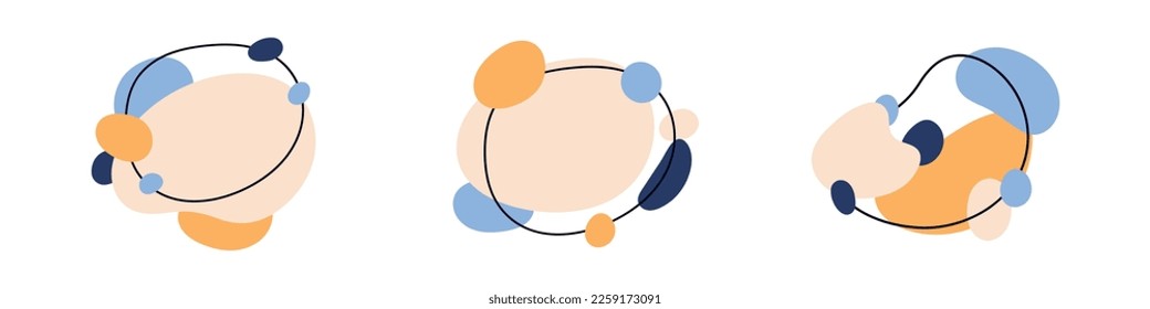 Dibujar ilustración vectorial de arte. Colección de forma líquida, elementos de blobs abstractos, manchas o manchas gráficas irregulares. Las caídas superpuestas.