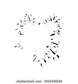Splodging inkblot texture. Dropping inky splashes isolated in white background. Vector illustration