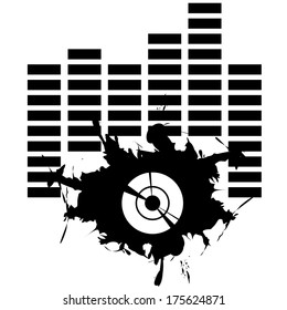 splotch in black with equalizer and gramophone record