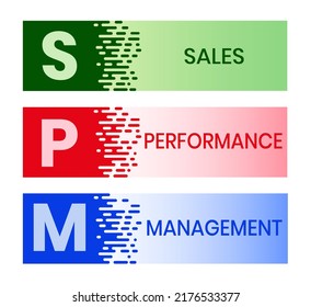 SPM - Sales Performance Management acronym, business concept. word lettering typography design illustration with line icons and ornaments. Internet web site promotion concept vector layout.