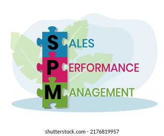 SPM - Sales Performance Management acronym, business concept. word lettering typography design illustration with line icons and ornaments. Internet web site promotion concept vector layout.