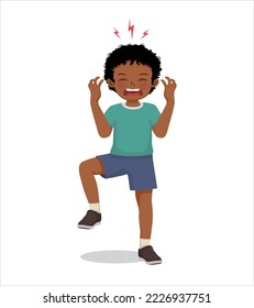 spoiled little African boy throwing tantrum angry shouting and screaming very loud