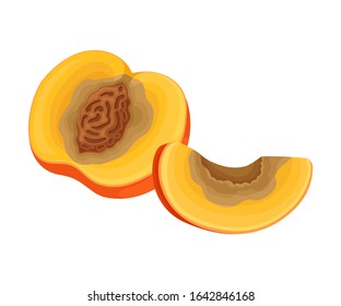 Spoiled and Rotten Peach Fruit with Skin Covered with Stinky Rot Vector Illustration