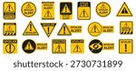 Spoiler alert warning sign collection in yellow and black. Attention symbols with caution shapes and typography