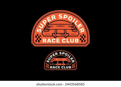 spoiler car custom retro badge logo design template  for automotive service, garage and sport