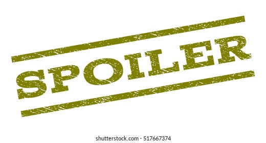 Spoiler watermark stamp. Text caption between parallel lines with grunge design style. Rubber seal stamp with dirty texture. Vector color ink imprint on a white background.
