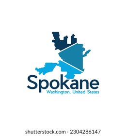 Mapa de la ciudad de Spokane Logotipo creativo moderno