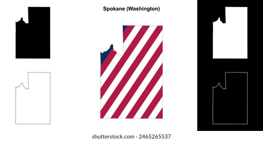 Spokane County (Washington) outline map set
