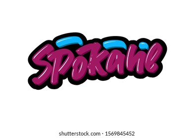 Spokane hand drawn modern brush lettering text. Vector illustration logo for print and advertising