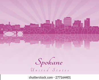Spokane skyline in purple radiant orchid in editable vector file