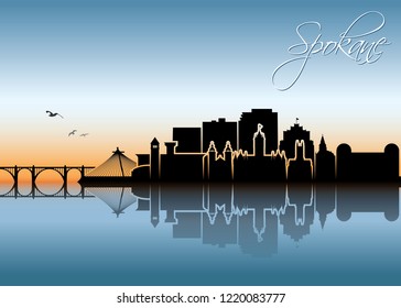 Spokane skyline - Washington, United States of America, USA - vector illustration