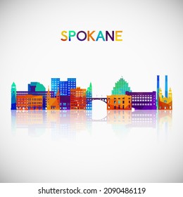 Spokane, WA skyline silhouette in colorful geometric style. Symbol for your design. Vector illustration.